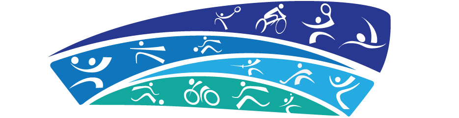 Northumberland Sports Council logo with blue and green stripes depicting icons representing physical activity.